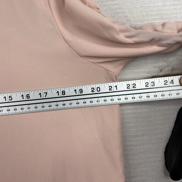 ANA A New Approach Top Womens L Pink Black Tie Slit Sleeve Lined Keyhole Back - Picture 4 of 9